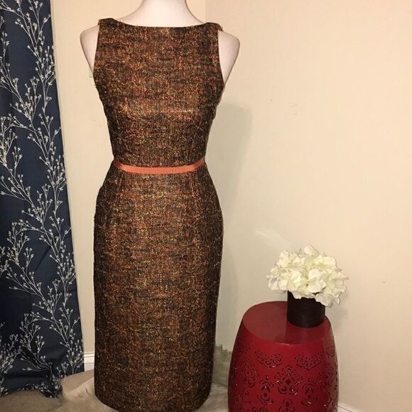 Peter Som Sleeveless Tweed Lace Sheath Dress - Picture 1 of 10